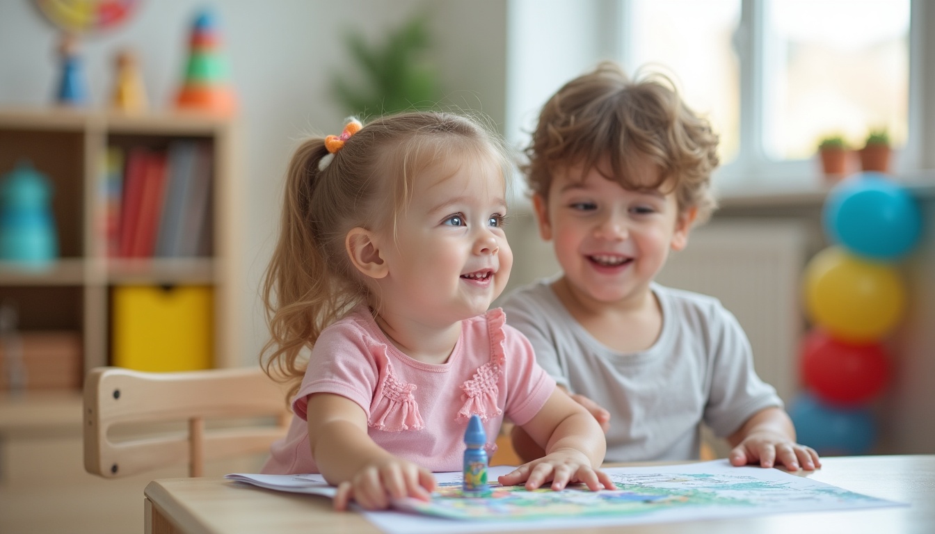 Copil fericit jucându-se într-o grădiniță privată din Ploiești