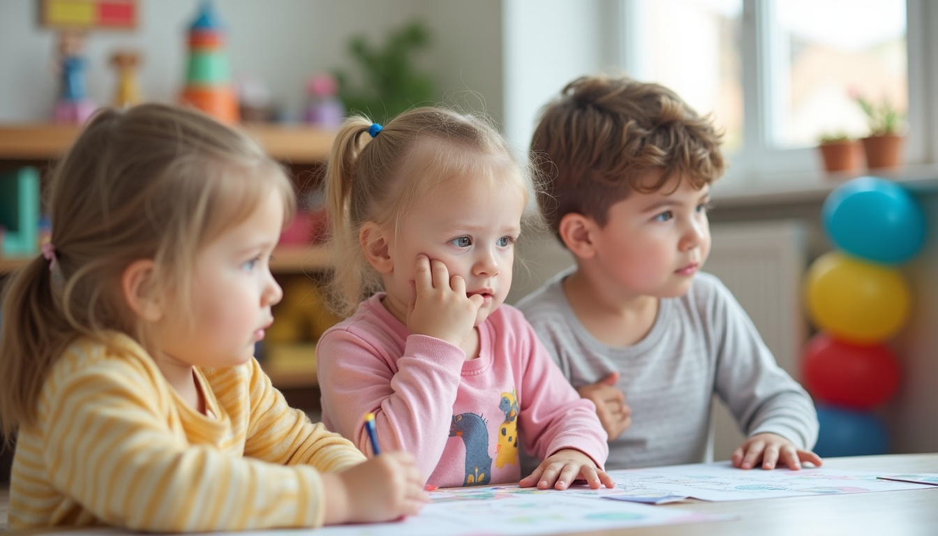 Copii fericiți jucându-se într-o grădiniță privată modernă