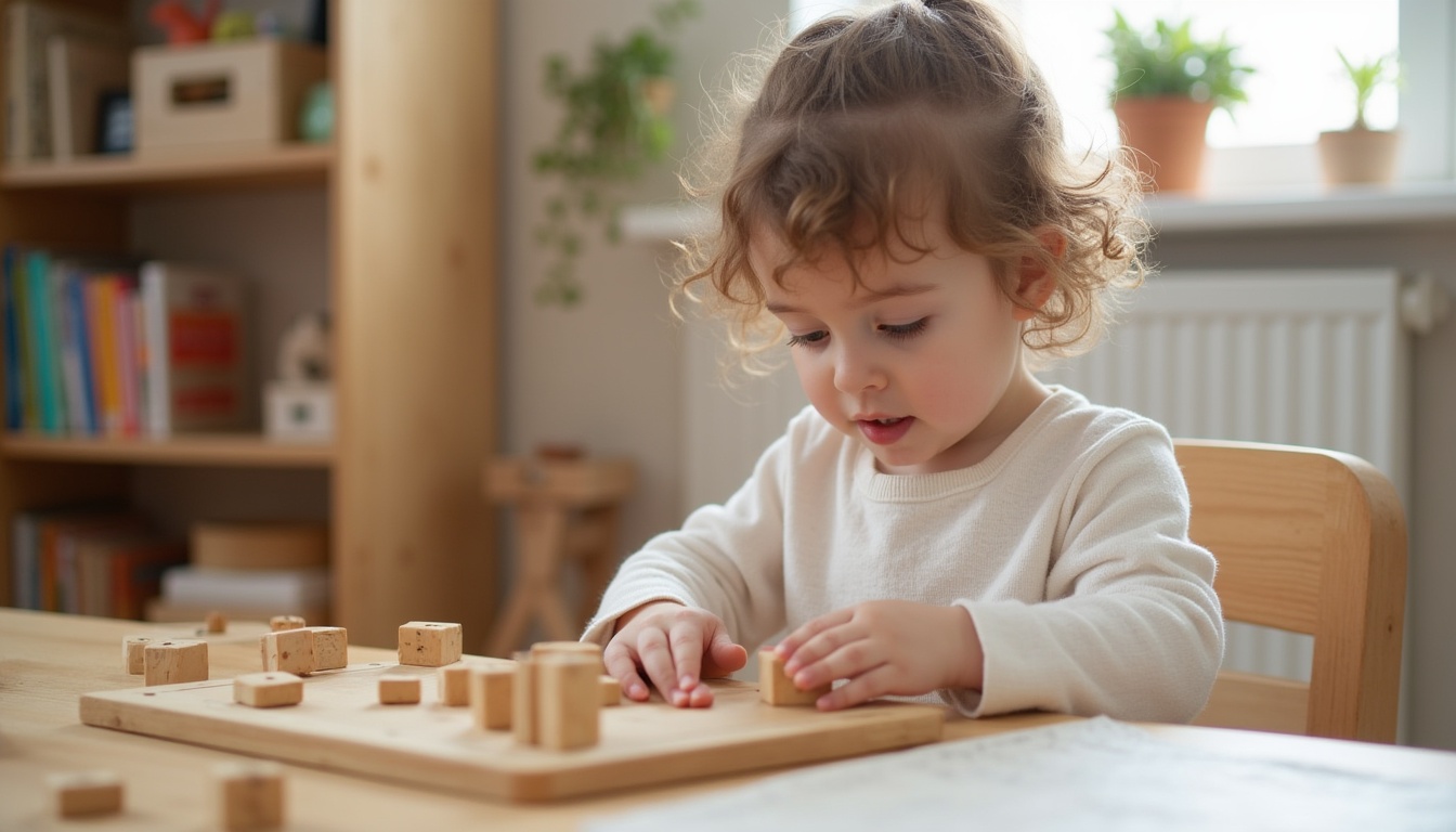 Copii implicați în activități Montessori, ilustrând pedagogia Maria Montessori.