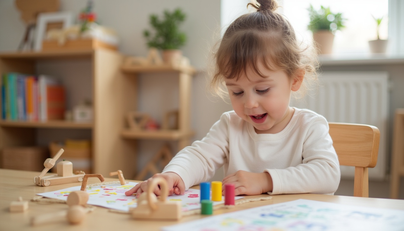 Copii fericiți într-o sală de clasă Montessori, explorând materiale educative